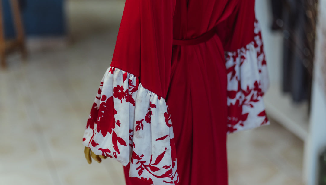 Robe de chambre rouge passion court