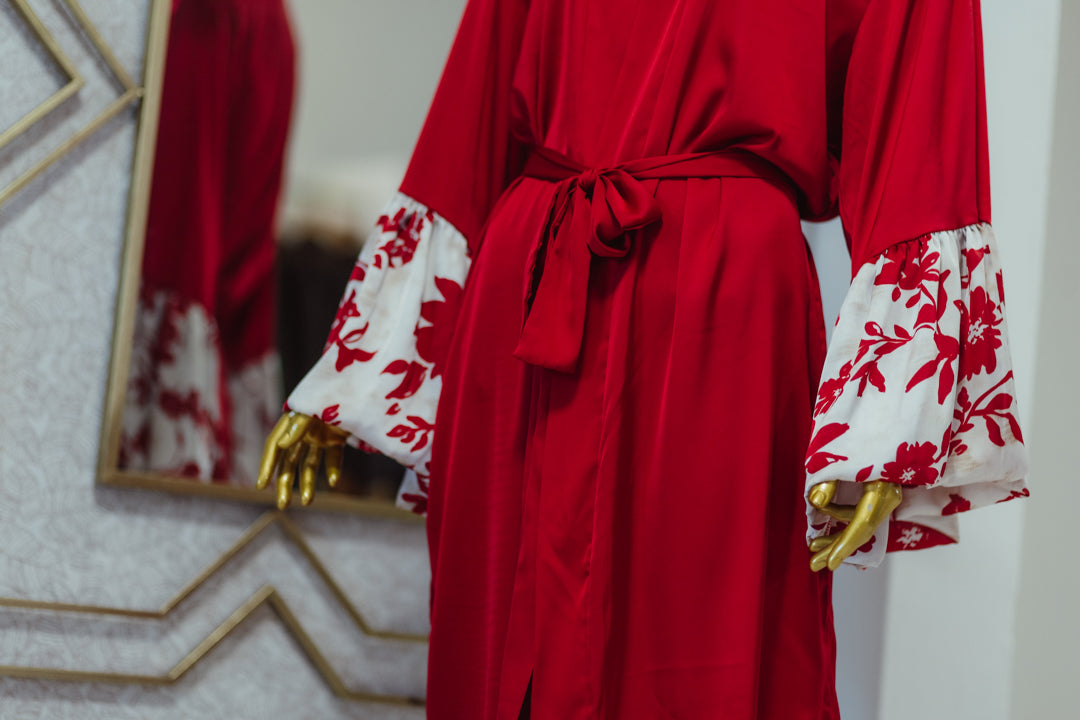 Robe de chambre rouge passion court