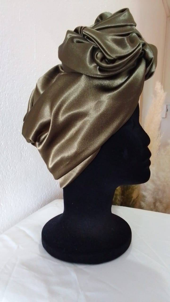 Bonnet flex satin duchesse kaki
