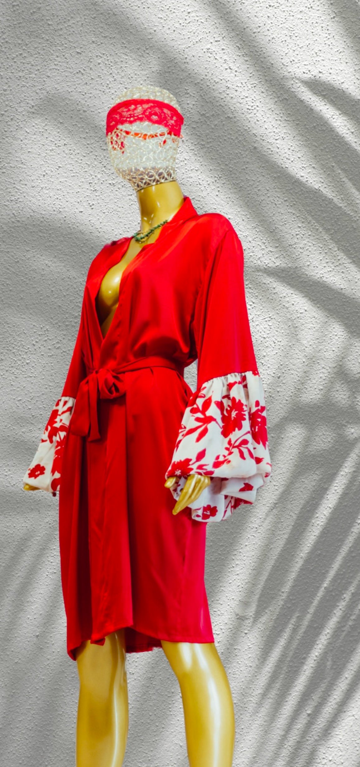 Robe de chambre rouge passion court