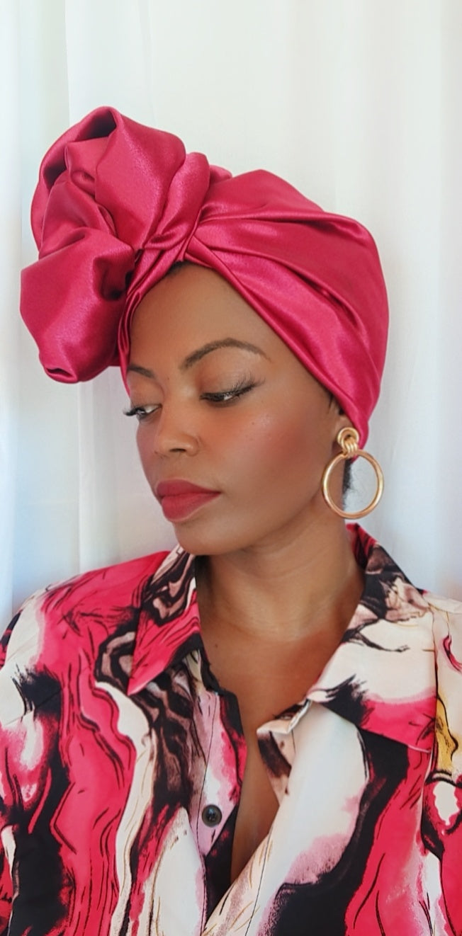 Bonnet flex rouge bordeaux satin duchesse